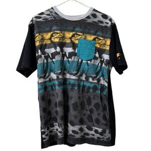 Nike Air Shirt Men Size‎ Large Black Green Cheetah Print Short Sleeve Crew Neck